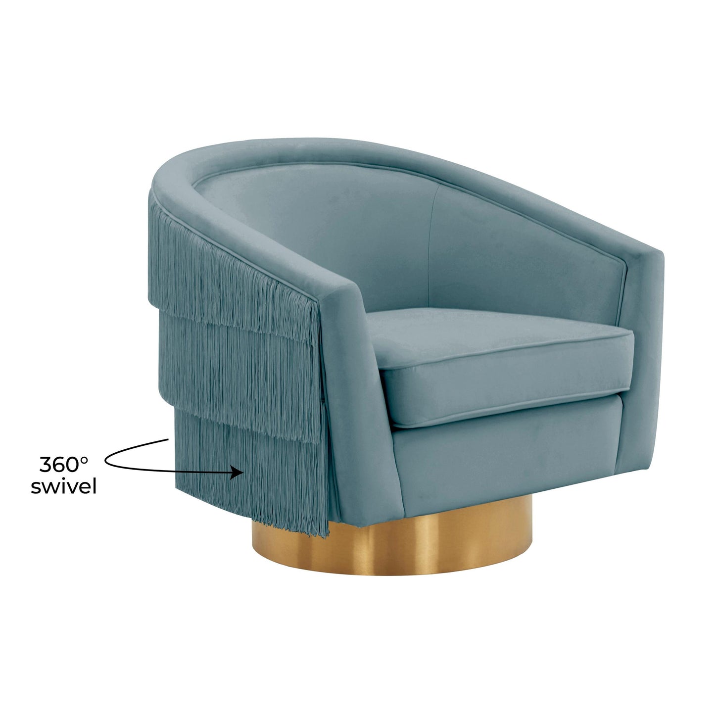 Flapper Bluestone Velvet Swivel Chair