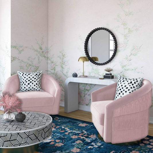 Flapper Blush Velvet Swivel Chair