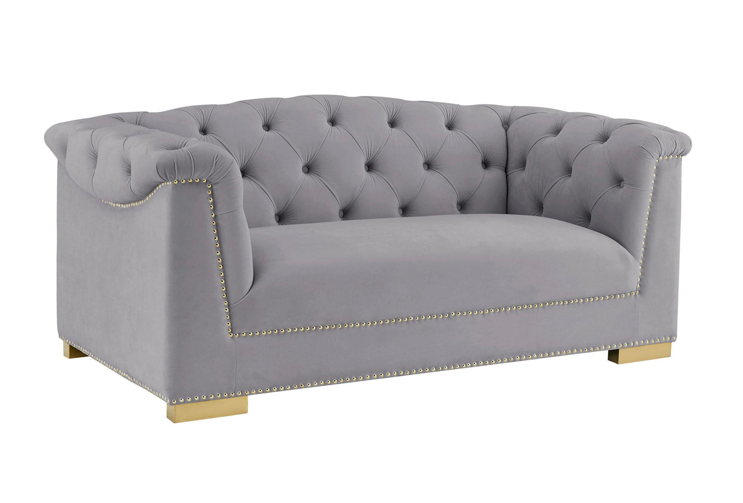 Farah Grey Velvet Loveseat by Inspire Me! Home Decor