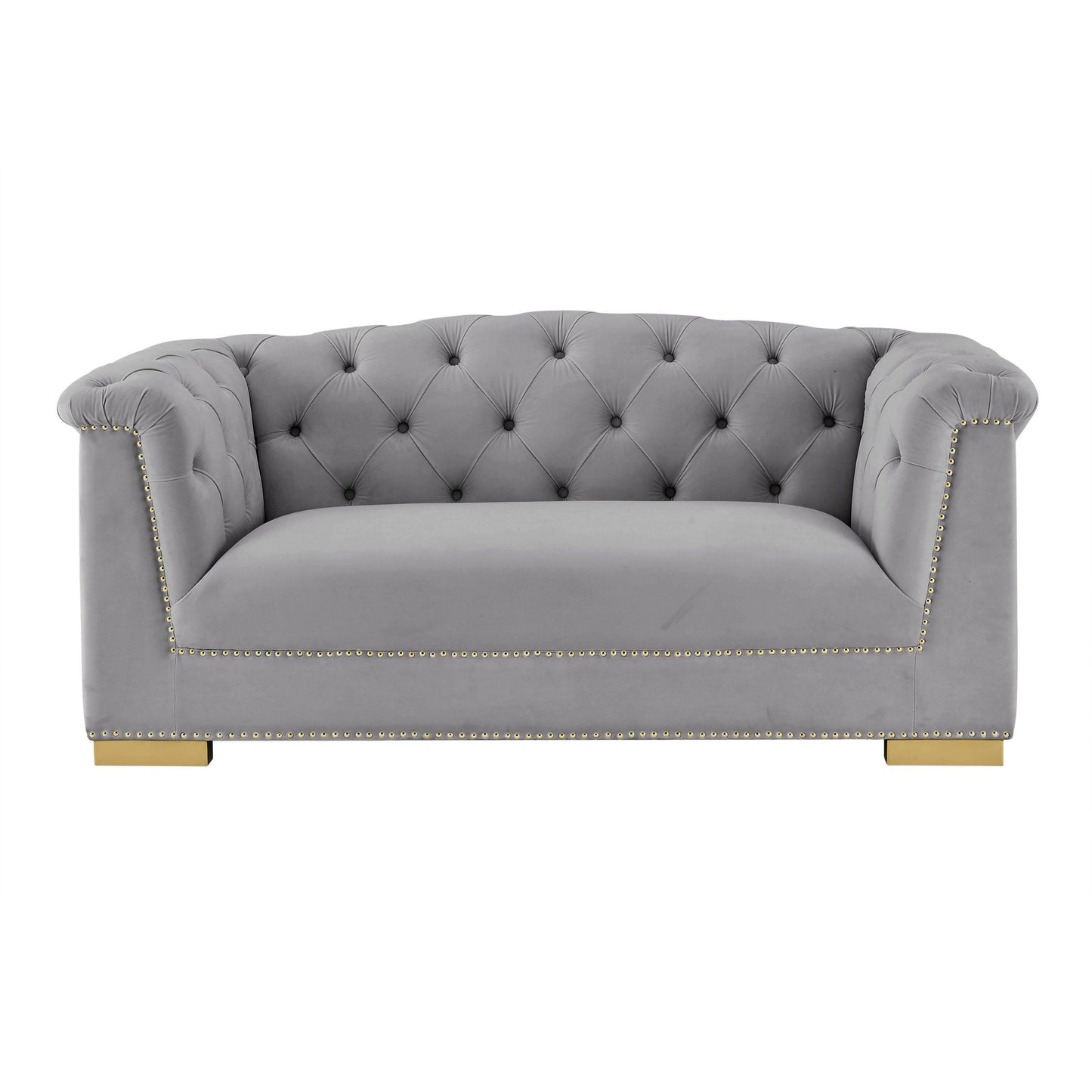 Farah Grey Velvet Loveseat by Inspire Me! Home Decor