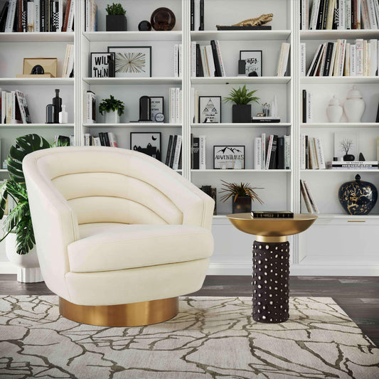 Canyon Cream Velvet Swivel Chair