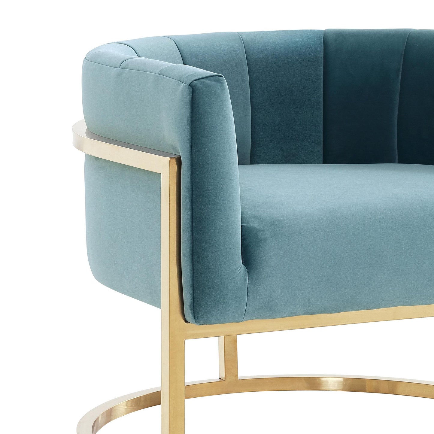 Magnolia Sea Blue Chair with Gold Base