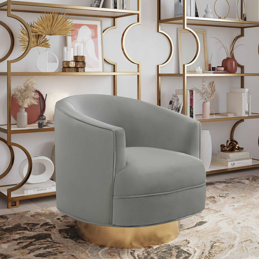 Stella Grey Velvet Swivel Chair by Inspire Me! Home Decor