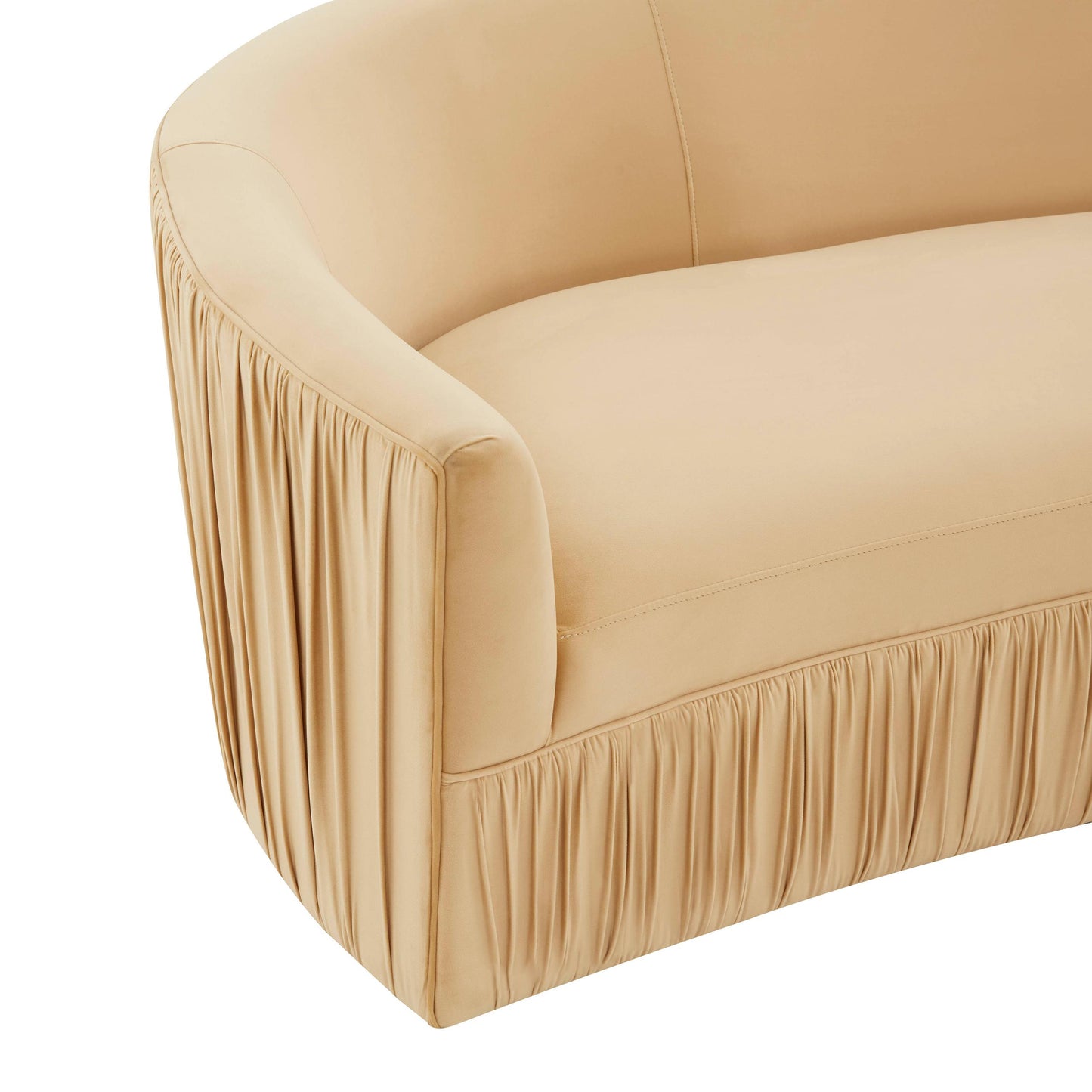 Valerie Pleated Champagne Velvet Sofa