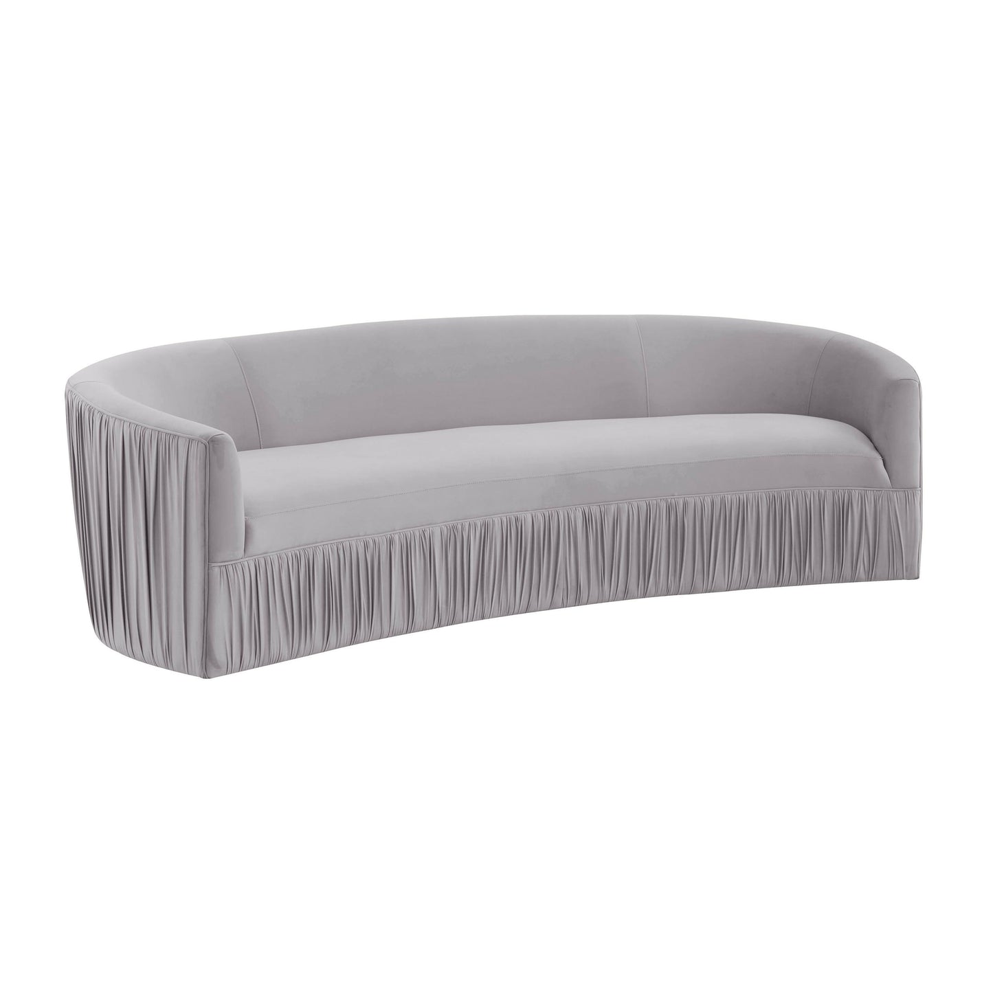 Valerie Pleated Light Grey Velvet Sofa