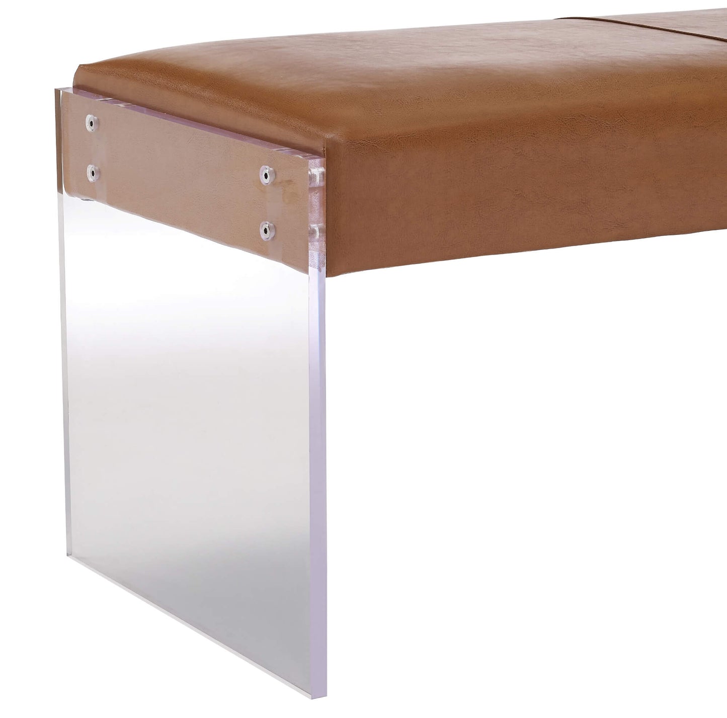 Envy Brown Leather/Acrylic Bench