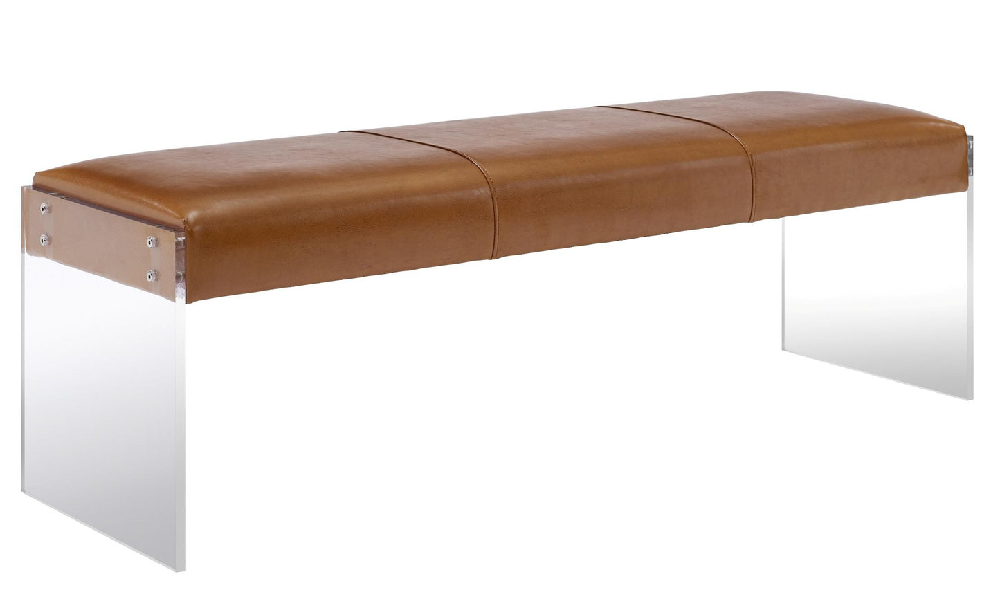 Envy Brown Leather/Acrylic Bench