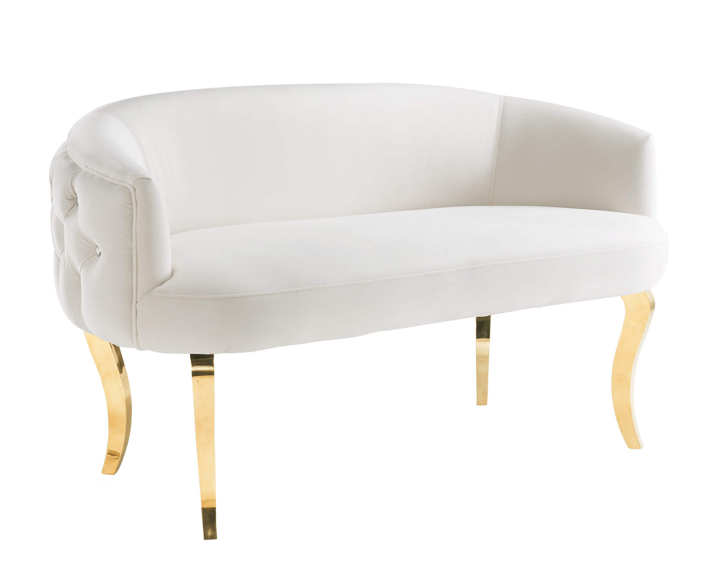 Adina Cream Velvet Loveseat with Gold Legs