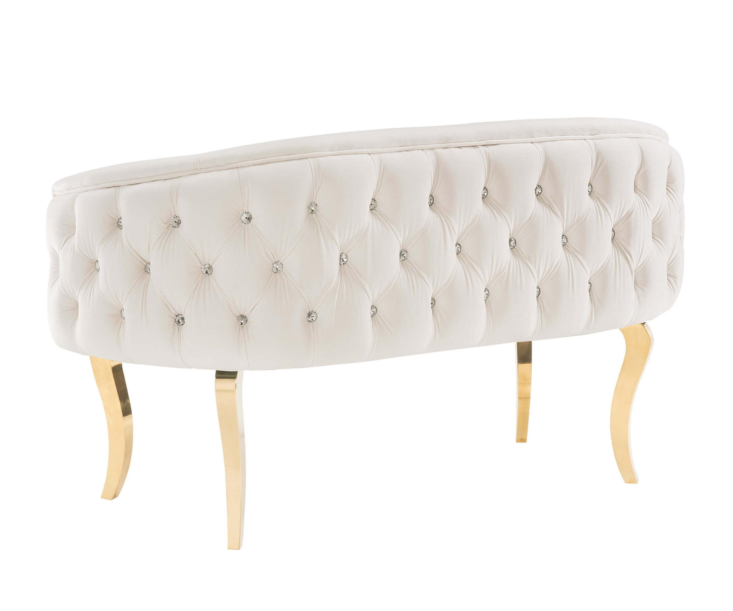 Adina Cream Velvet Loveseat with Gold Legs