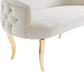 Adina Cream Velvet Loveseat with Gold Legs