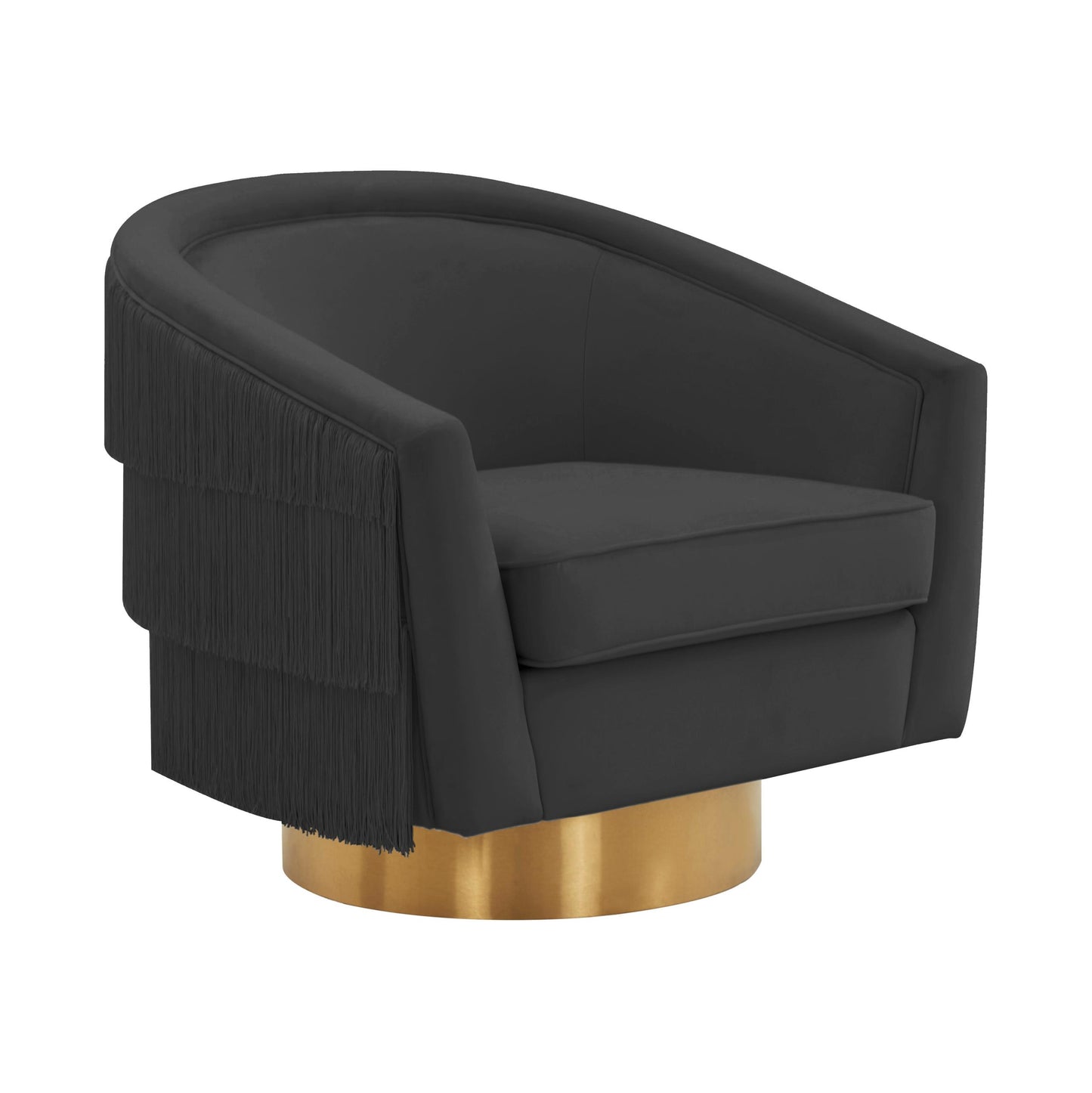 Flapper Black Velvet Swivel Chair