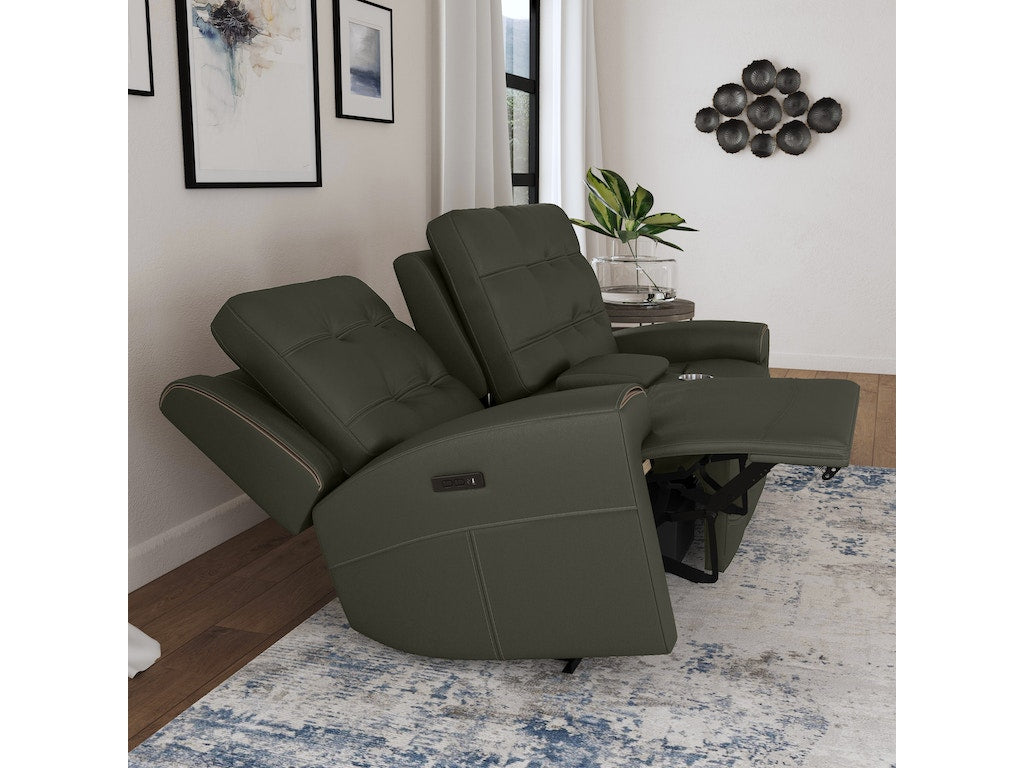 Iris Power Reclining Loveseat with Console and Power Headrests