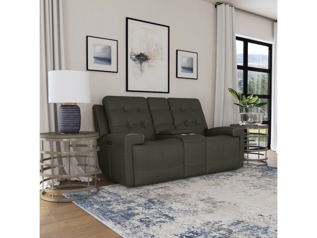 Iris Power Reclining Loveseat with Console and Power Headrests