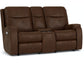 Penn Power Reclining Loveseat with Console and Power Headrests and Lumbar