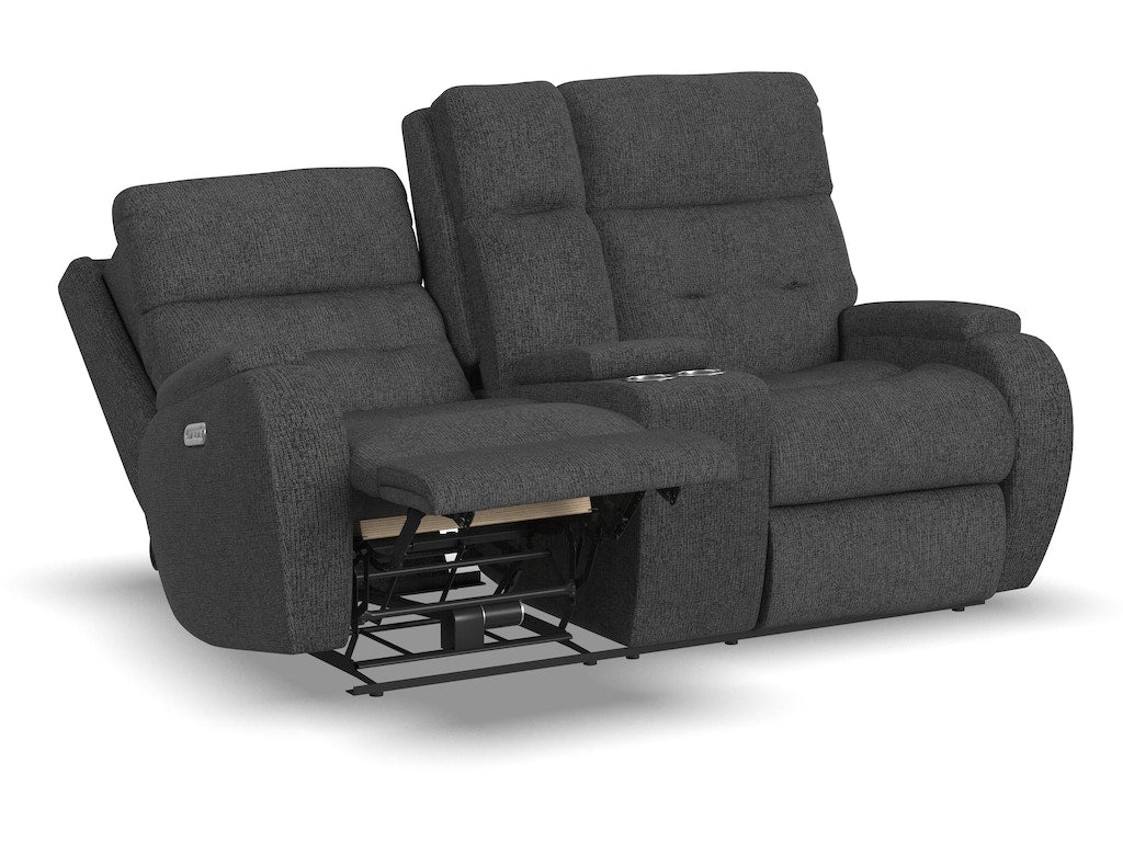 Strait Power Reclining Loveseat with Console and Power Headrests