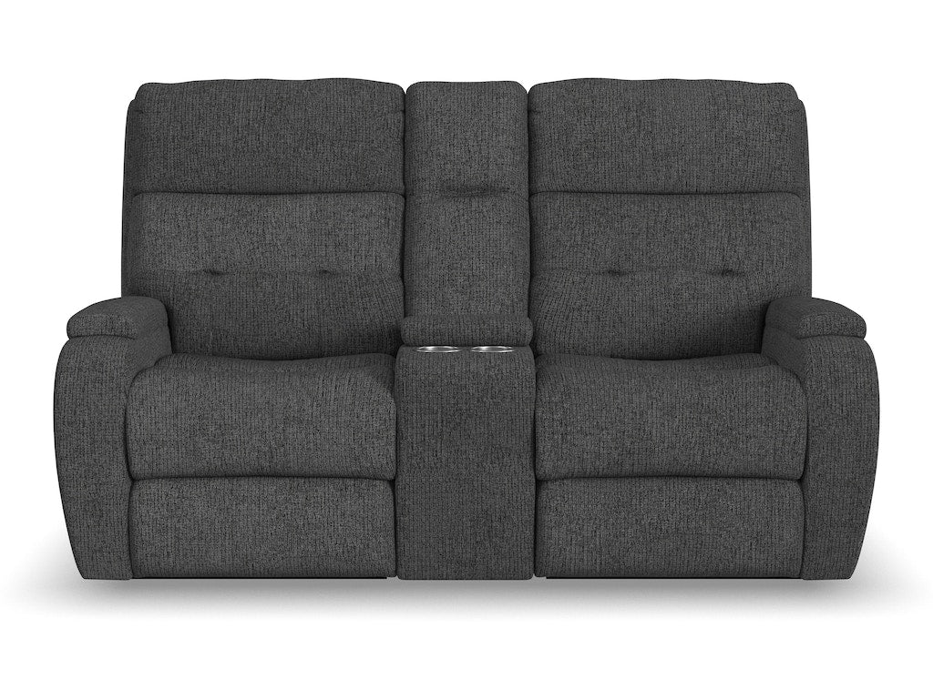 Strait Power Reclining Loveseat with Console and Power Headrests