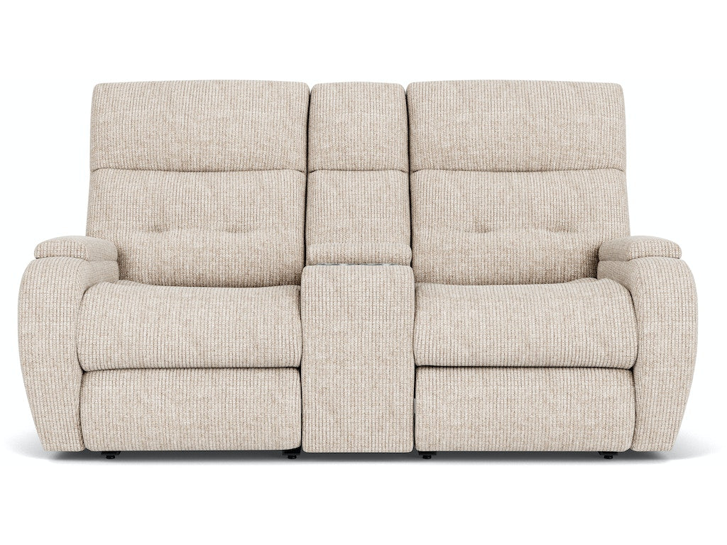 Strait Power Reclining Loveseat with Console and Power Headrests