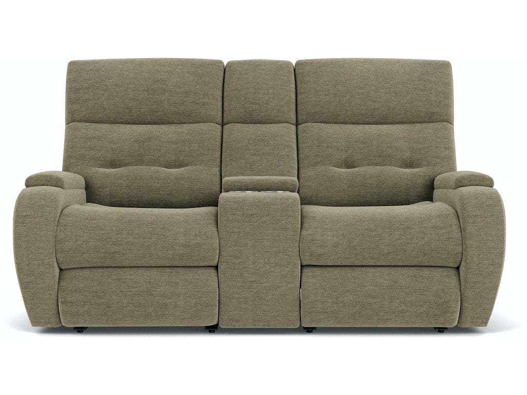 Strait Power Reclining Loveseat with Console and Power Headrests