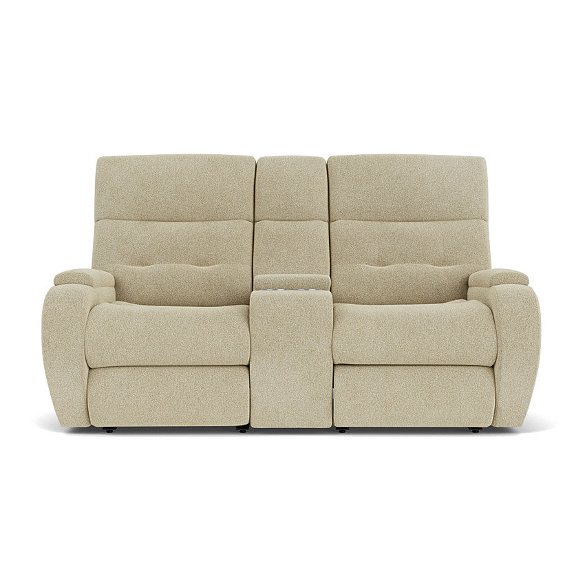 Strait Power Reclining Loveseat with Console and Power Headrests