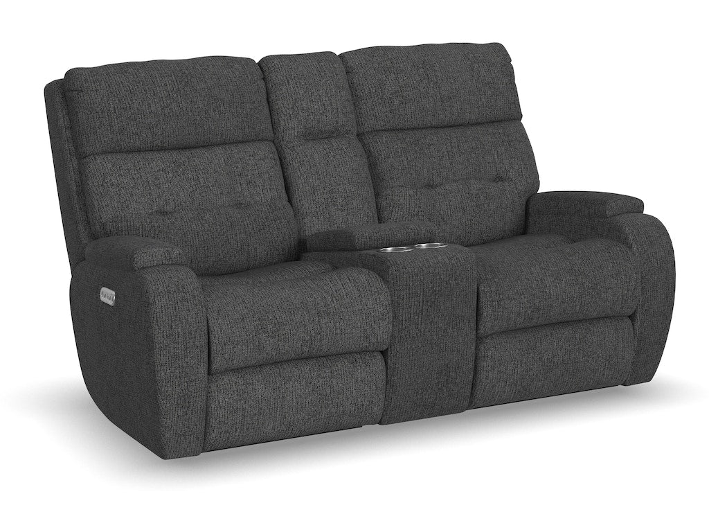 Strait Power Reclining Loveseat with Console and Power Headrests