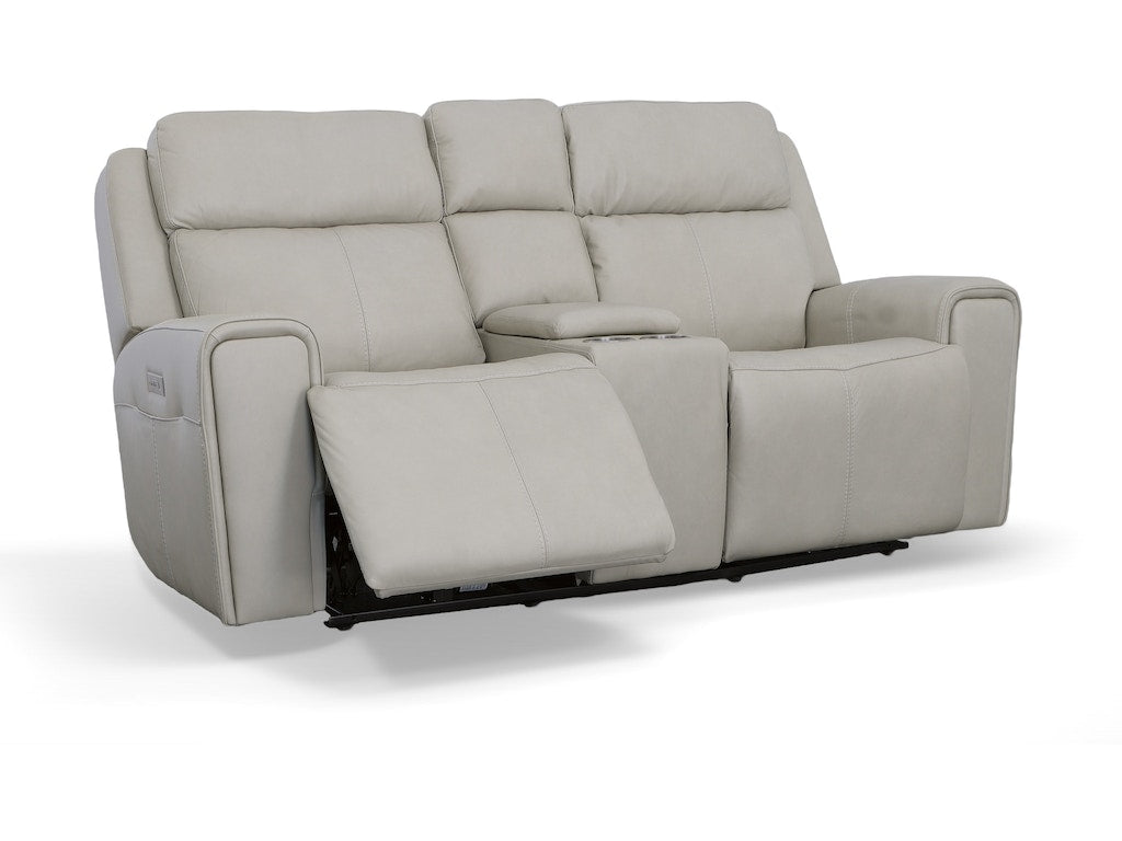 Barnett Power Reclining Loveseat with Console and Power Headrests and Lumbar