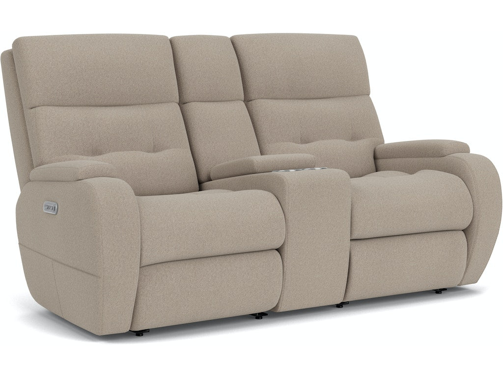 Strait Power Reclining Loveseat with Console and Power Headrests