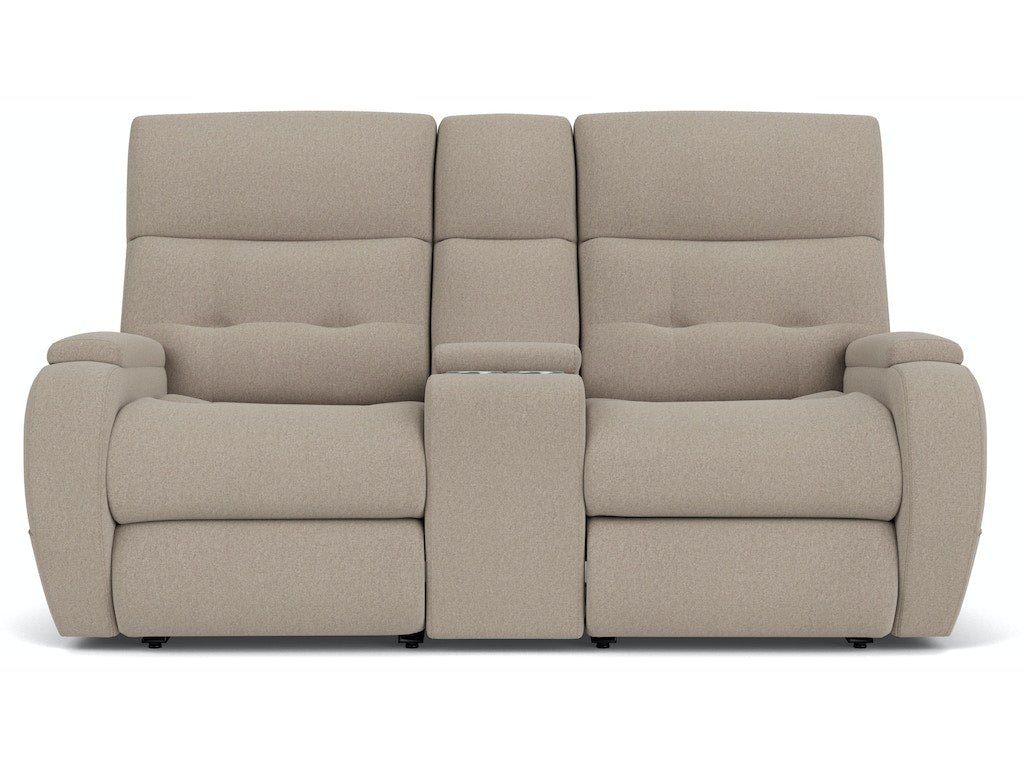 Strait Power Reclining Loveseat with Console and Power Headrests