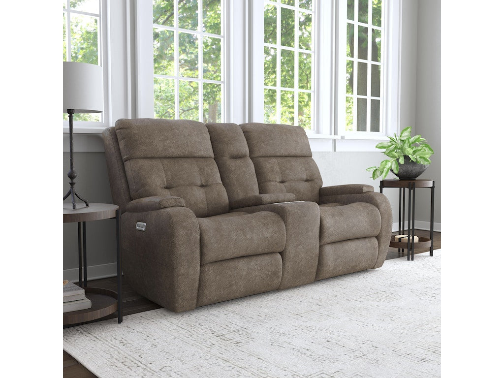 Strait Power Reclining Loveseat with Console and Power Headrests