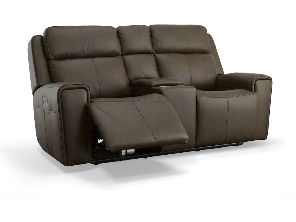 Barnett Power Reclining Loveseat with Console and Power Headrests and Lumbar