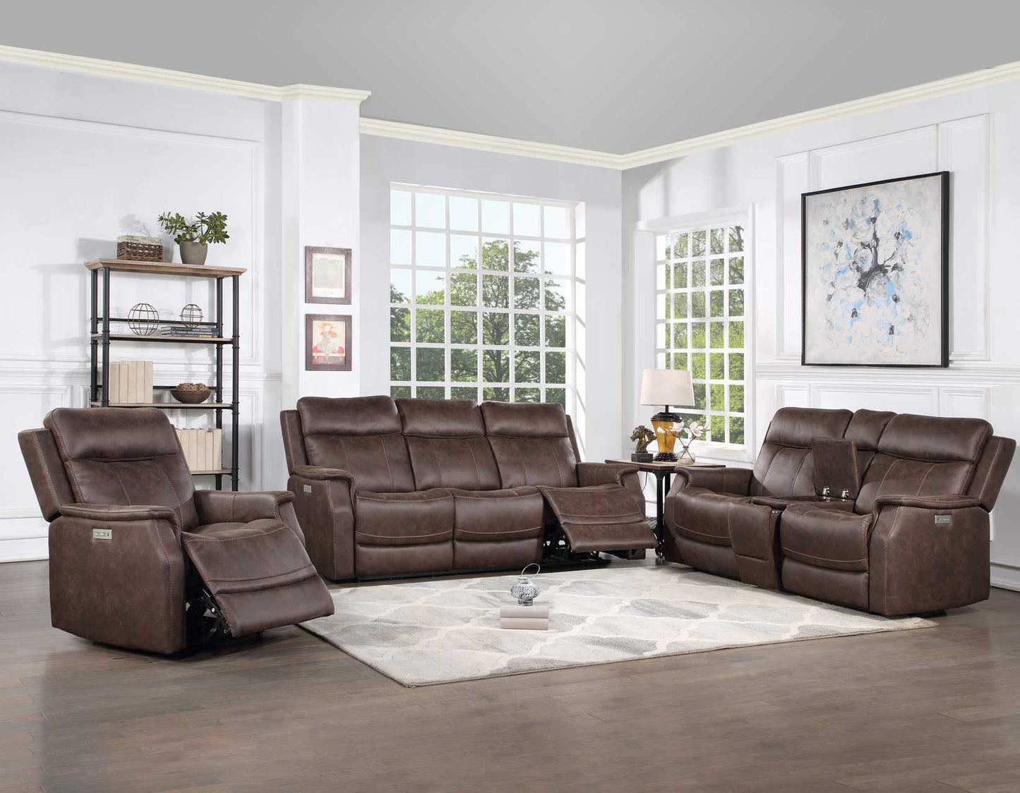 Valencia Dual-Power Leatherette Recliner, Walnut