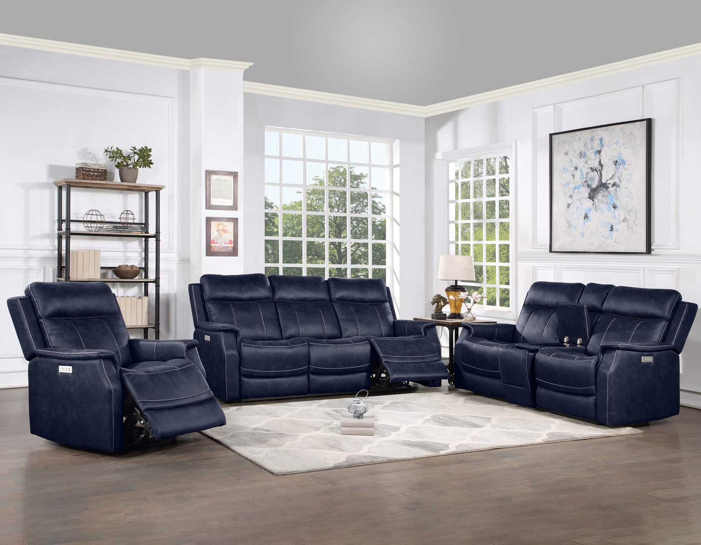 Valencia Dual-Power Reclining Sofa, Ocean Blue