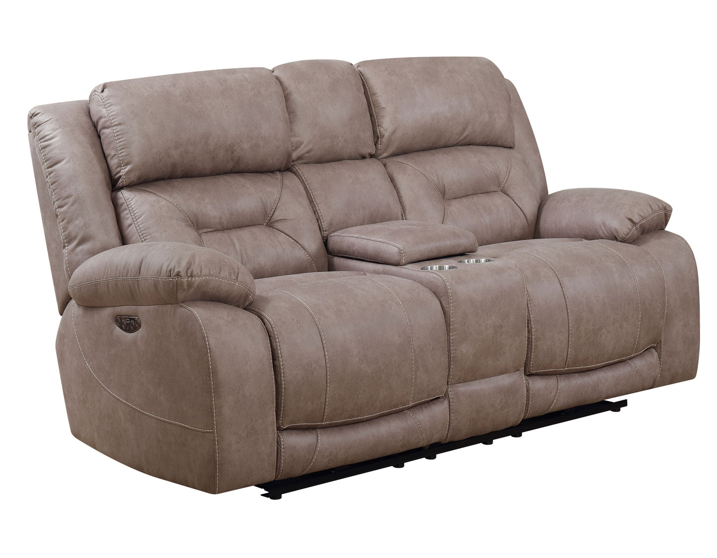 Aria Dual-Power Reclining Console Loveseat, Desert Sand