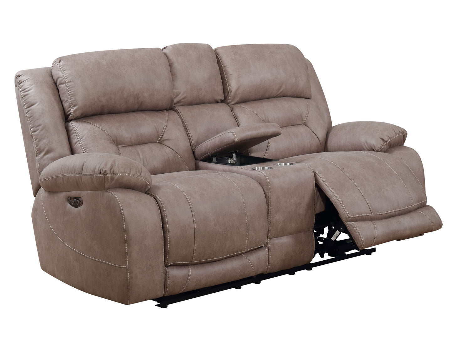 Aria Dual-Power Reclining Console Loveseat, Desert Sand