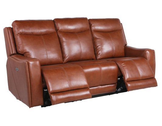 Natalia Leather Dual-Power Reclining Sofa, Coach