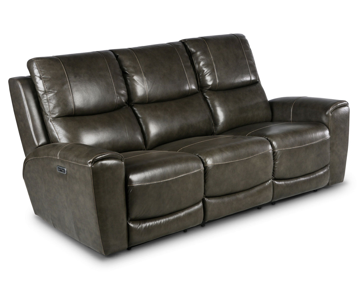 Laurel Leather Dual-Power Reclining Sofa, Grey