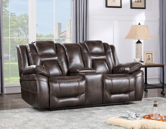 Oportuna Dual-Power Reclining Console Loveseat