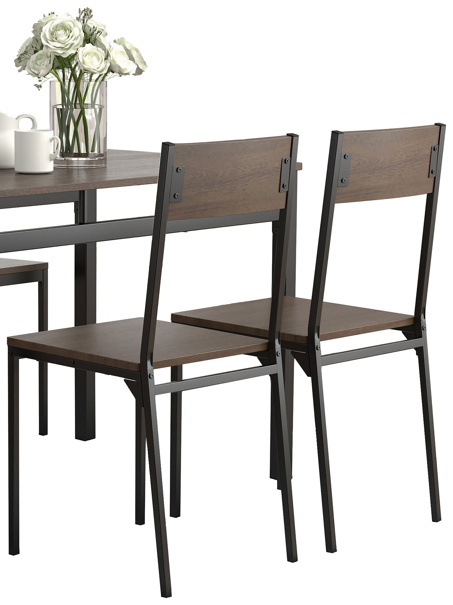 Lana 5-piece Rectangular Dining Table Set Dark Brown and Matte Black