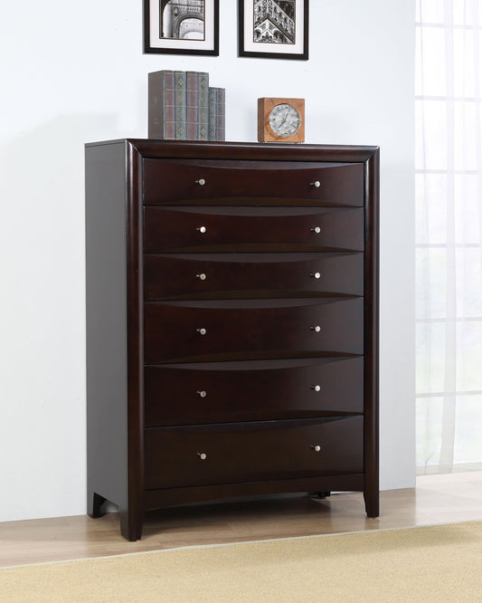 Phoenix 6-drawer Bedroom Chest Cappuccino