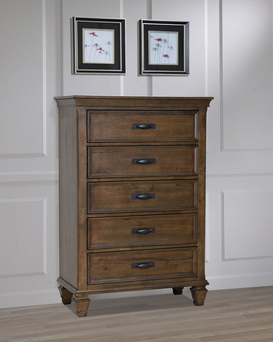 Franco 5-drawer Bedroom Chest Burnished Oak