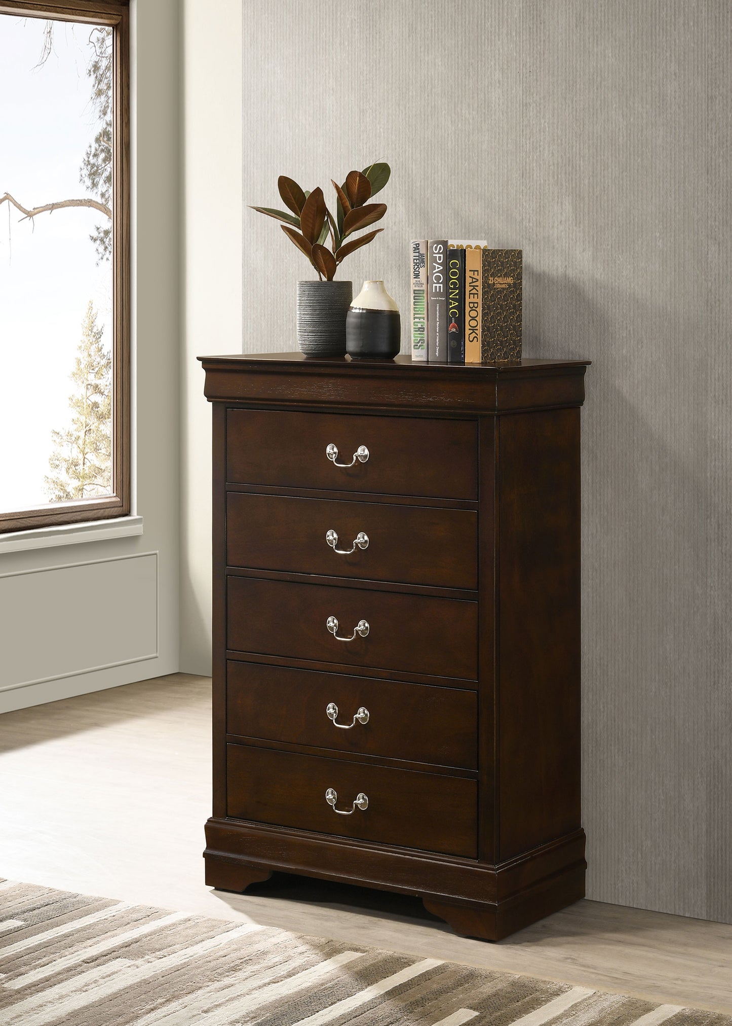 Louis Philippe 5-drawer Bedroom Chest Cappuccino