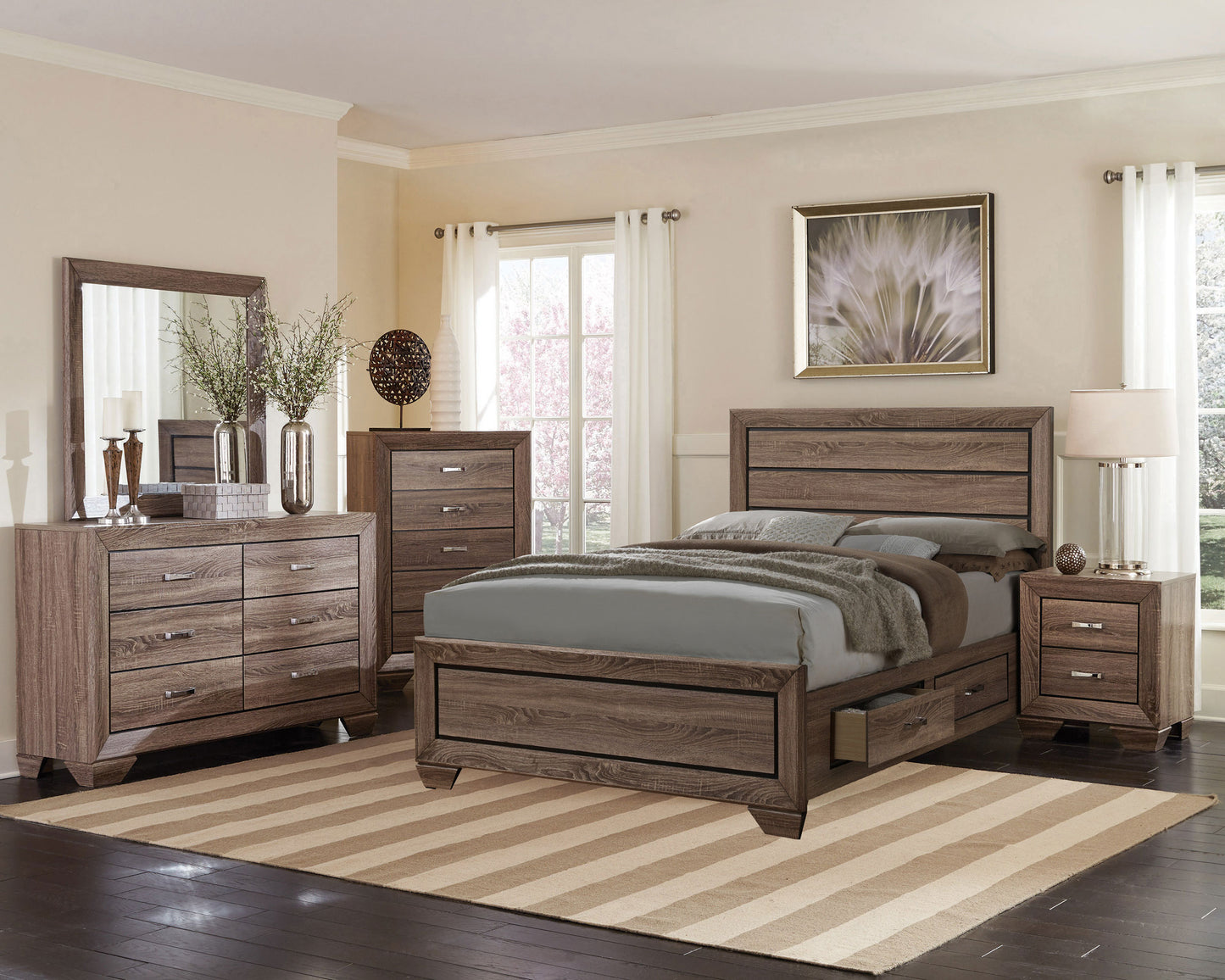 Kauffman 5-piece California King Bedroom Set Washed Taupe