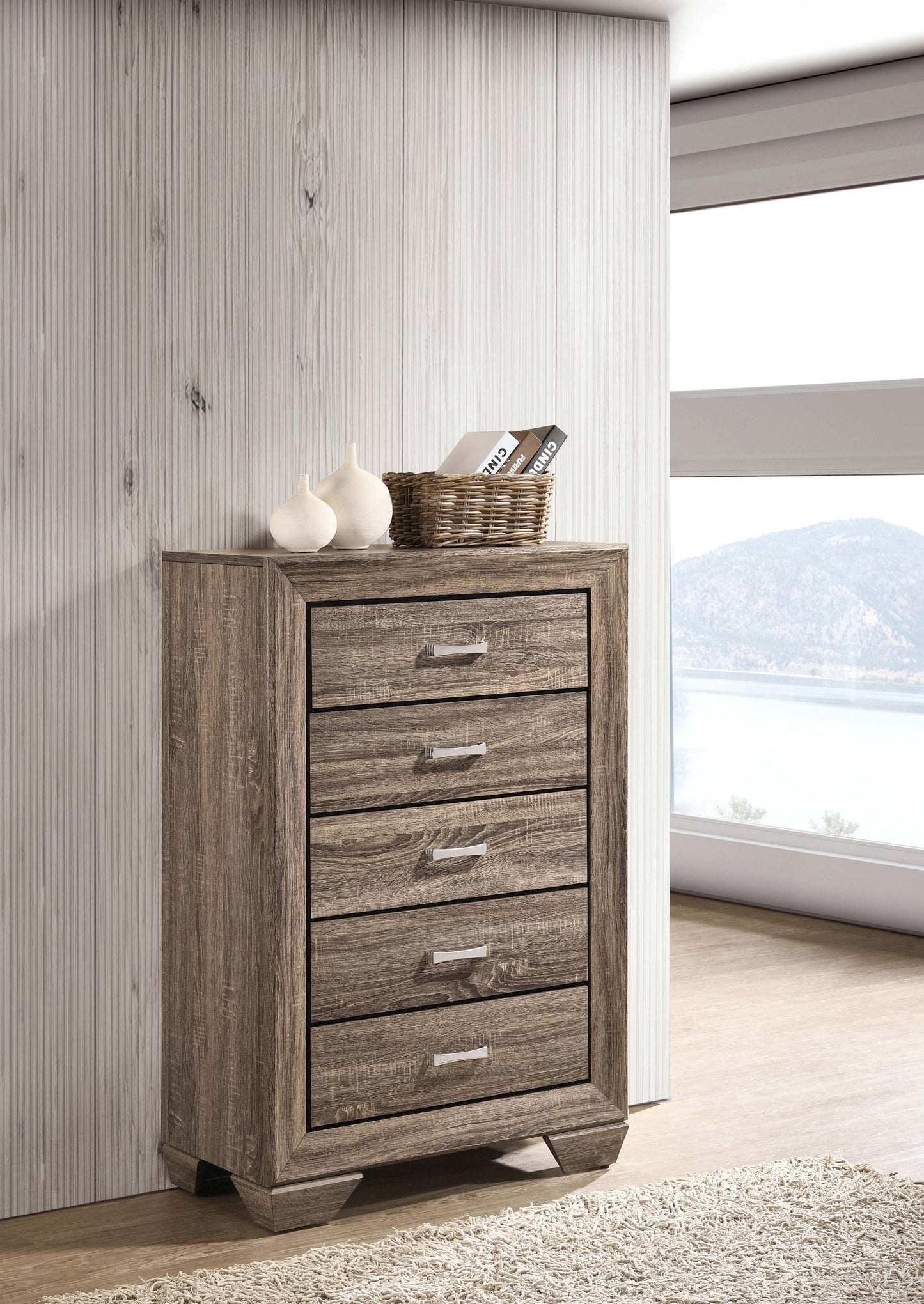 Kauffman 5-drawer Bedroom Chest Washed Taupe