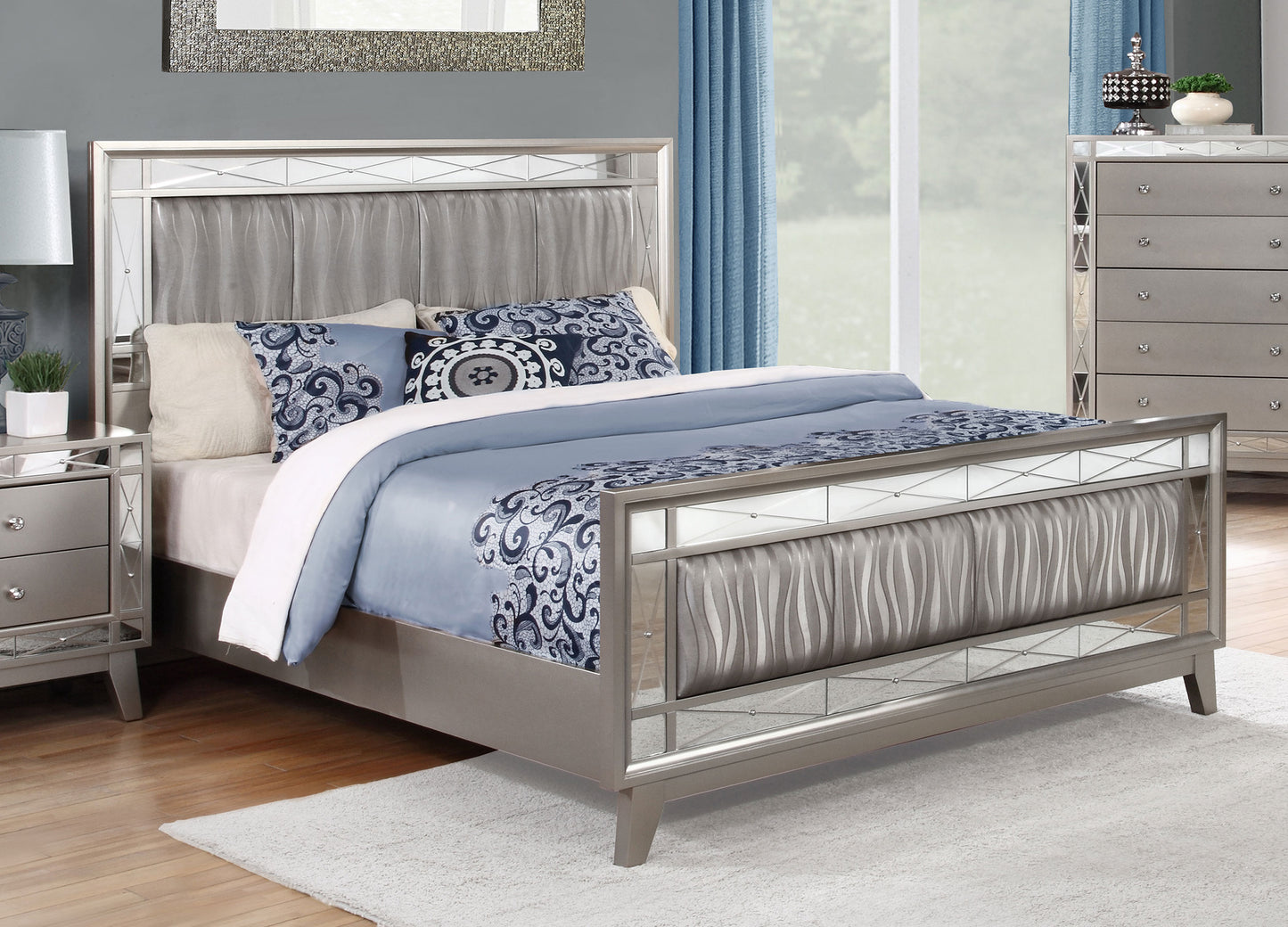 Leighton Wood Full Panel Bed Metallic Mercury