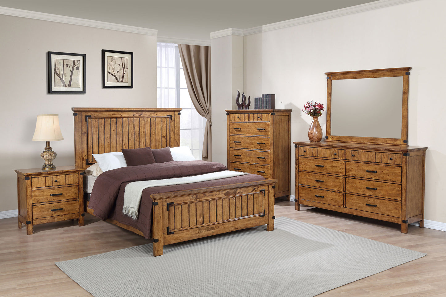 Brenner 5-piece Queen Bedroom Set Rustic Honey