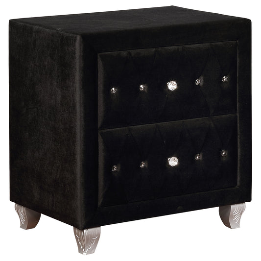 Deanna Upholstered 2-drawer Nightstand Black