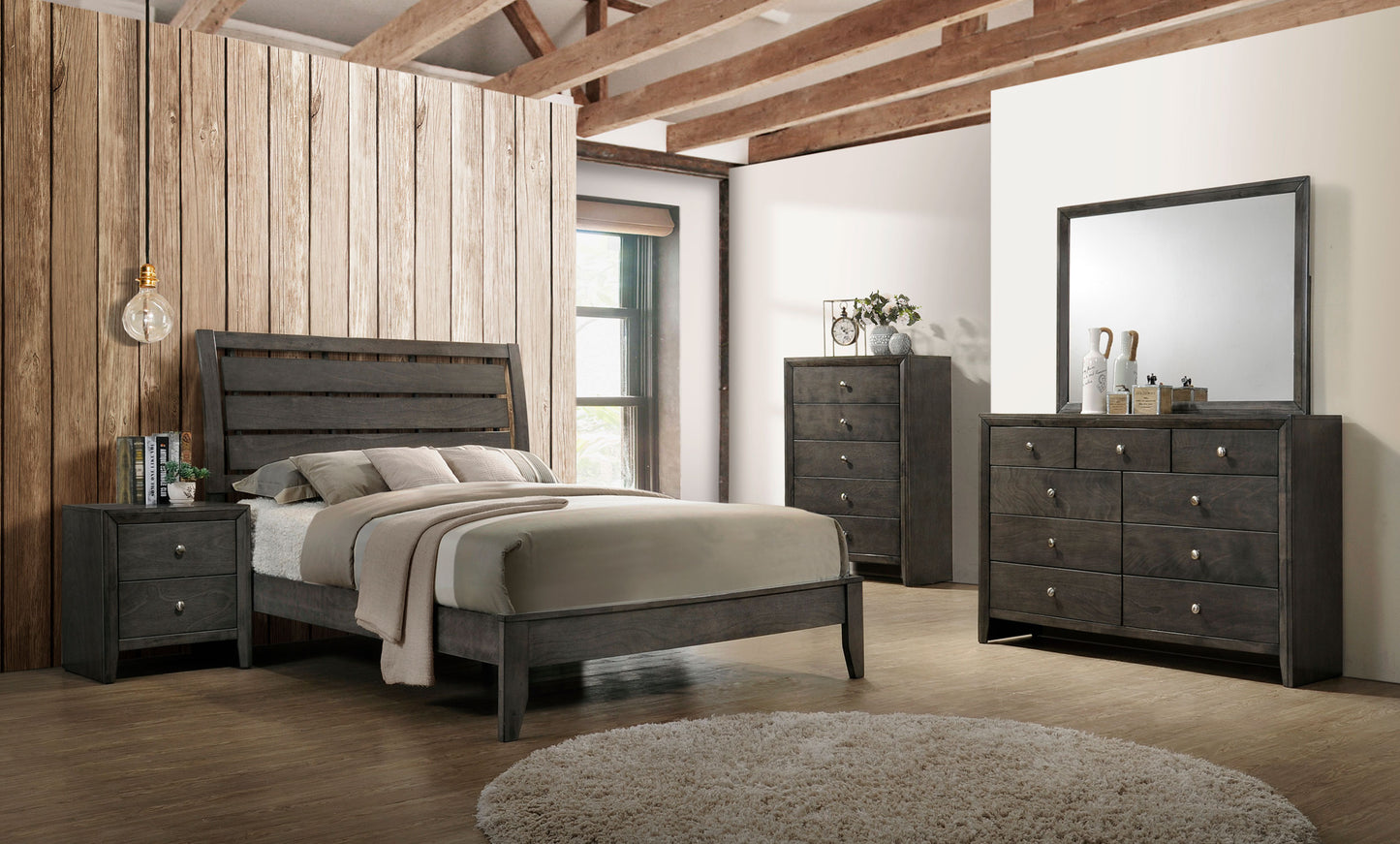 Serenity 4-piece Full Bedroom Set Mod Grey