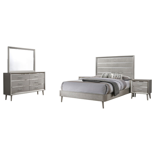 Ramon 4-piece Eastern King Bedroom Set Metallic Sterling