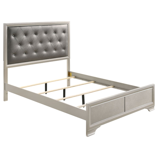 Salford Wood Queen Panel Bed Metallic Sterling