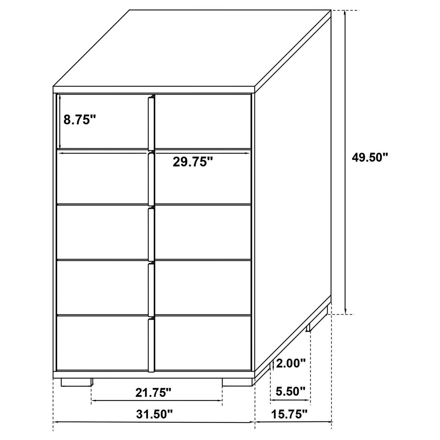 Marceline 5-drawer Bedroom Chest White