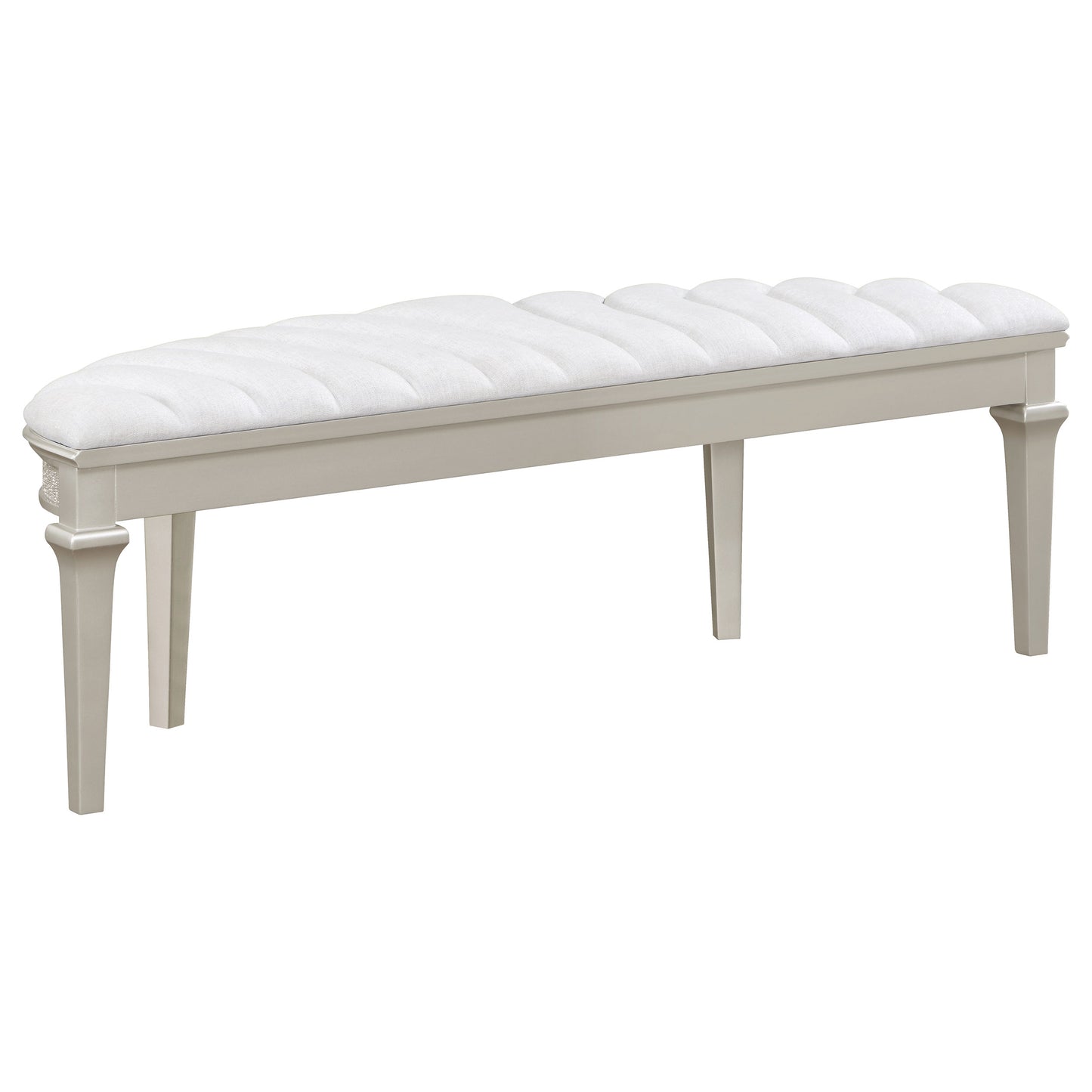 Evangeline Curved Fabric Upholstered Bench Silver Oak